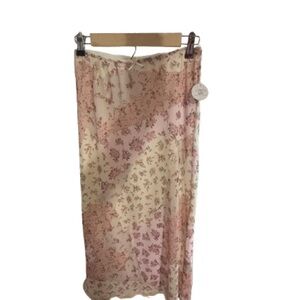 Pink Rose Pink & Cream Floral Maxi Skirt